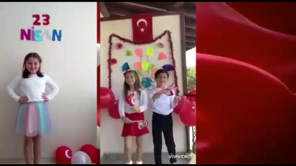 Evde kalan çocuklardan 23 Nisan klibi