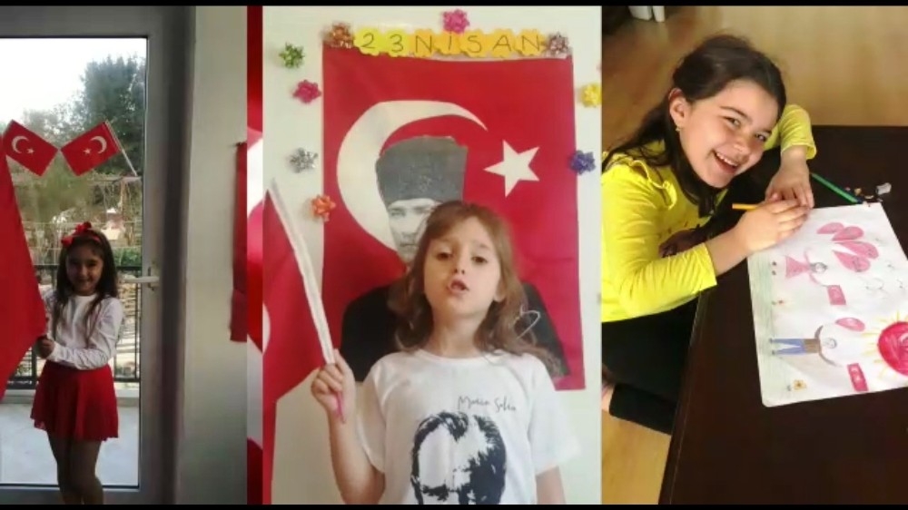 Evde kalan çocuklardan 23 Nisan klibi