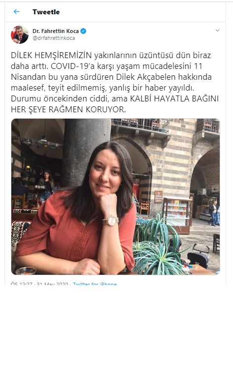Bakan Koca'dan Dilek hemşire açıklaması
