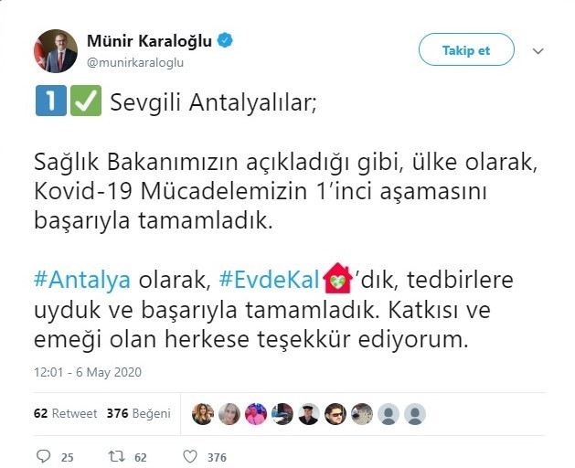 Antalya'da hafta sonu sokağa çıkma kısıtlaması kaldırıldı