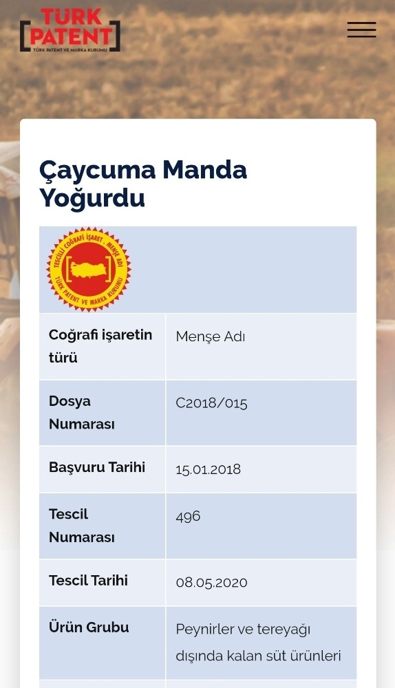 Manda yoğurduna coğrafi işaret