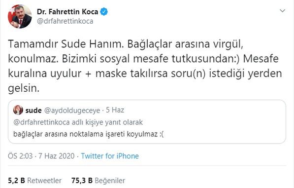 Bakandan Sude'ye gülümseten cevap