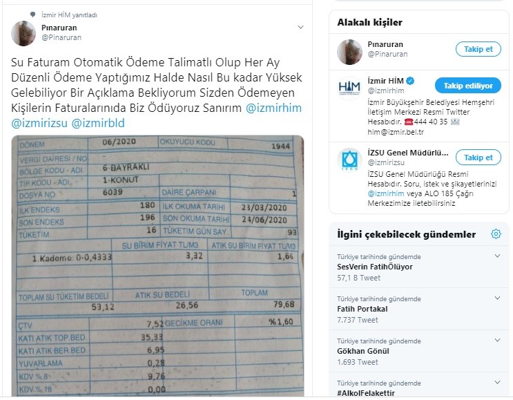 Su faturalarına tepki var