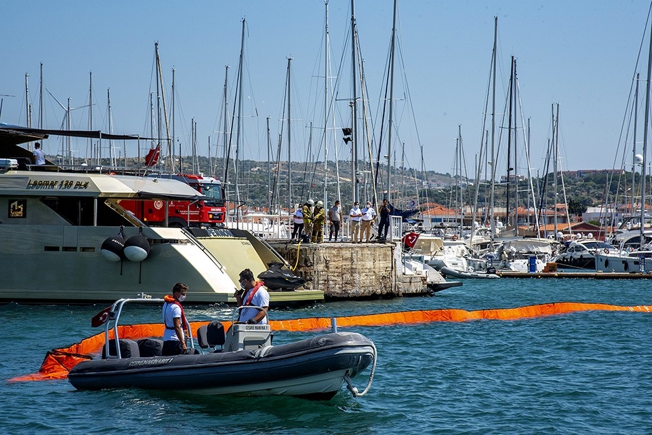 Çeşme Marina'dan iki acil durum tatbikatı bir arada