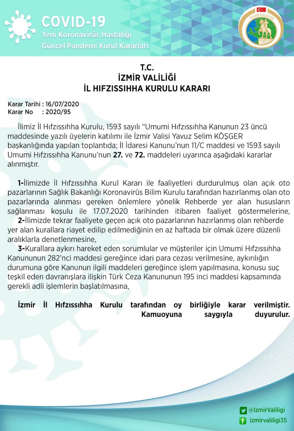 İzmir'de açık oto pazarları tekrar açıldı