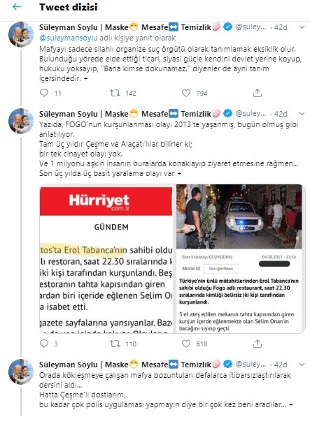 Bakan Soylu, Çeşme'yle ilgili tweet attı