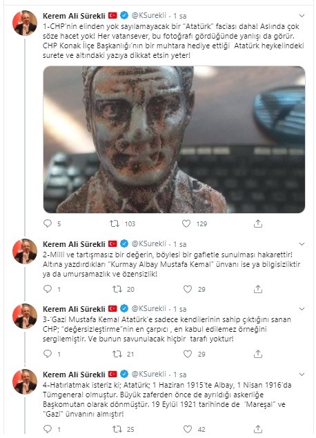 Bu Atatürk büstü, İzmir'de bir muhtara verilmiş!