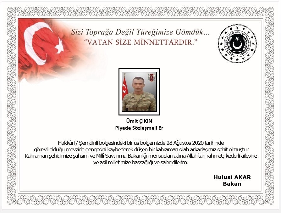 Gaziantep'e şehit ateşi düştü