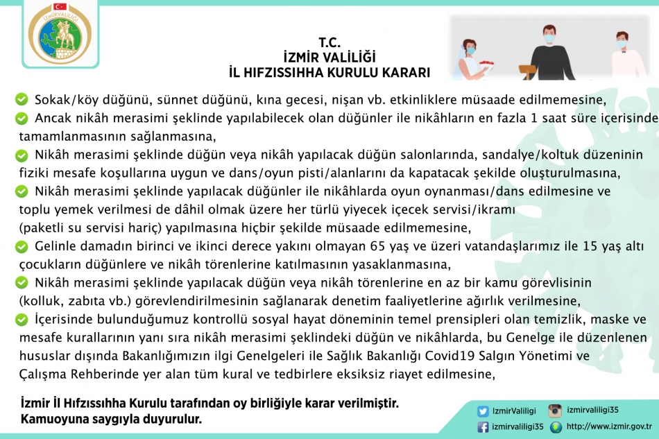 İzmir'de nikah merasimi gibi düğünler serbest