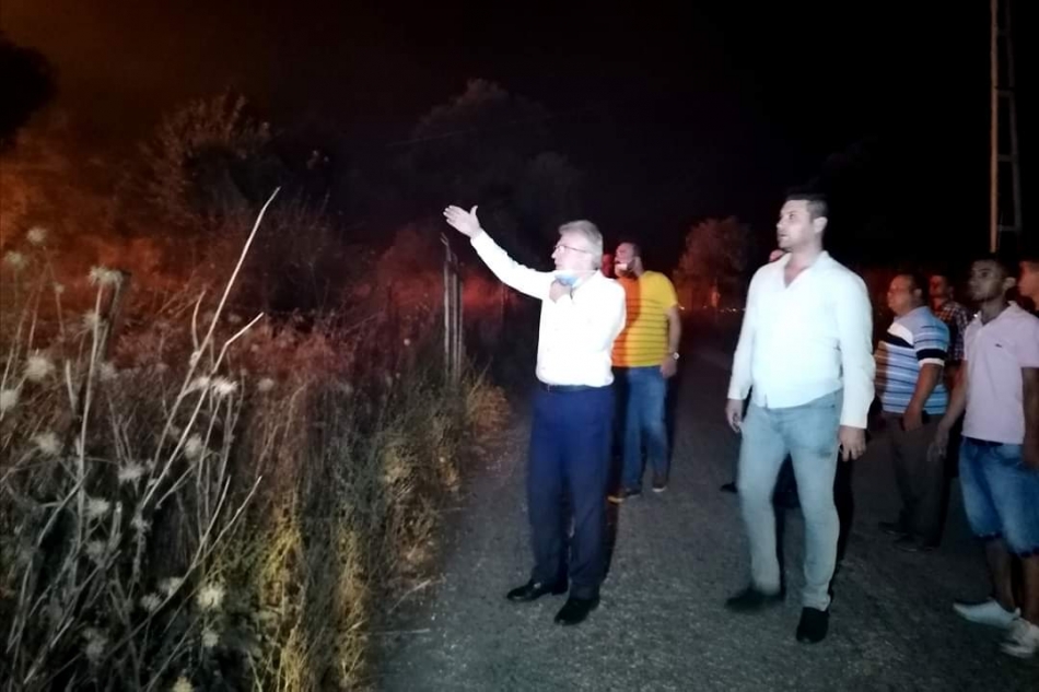 Zeytinlik alanda yangın korku yarattı