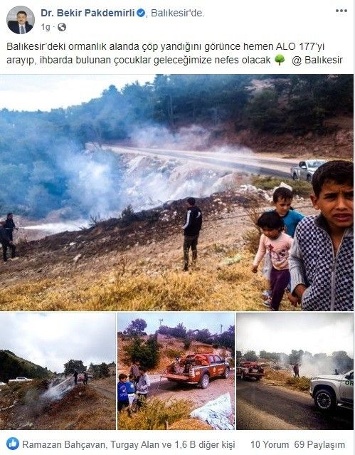 Bakan Pakdemirli'nin kutladığı çocuklar ödüllendirildi