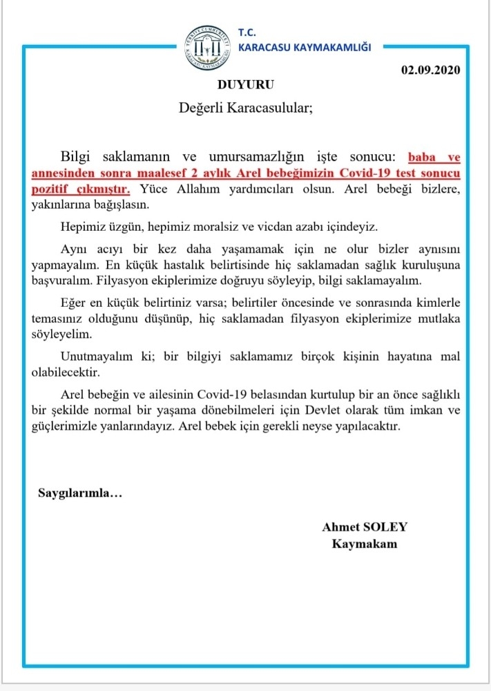 İki aylık bebekte korona çıktı