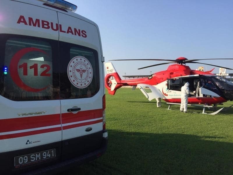 Korona virüse yakalanan doktor için helikopter