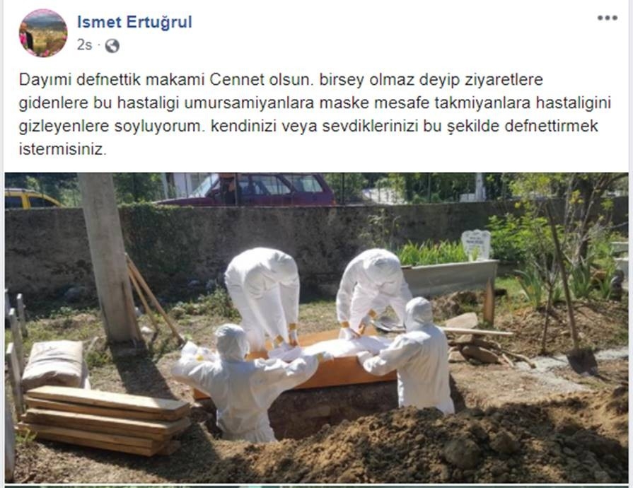 Koronalı adamın tabutu yakıldı