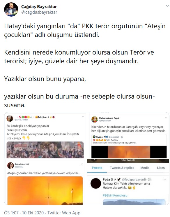 Hatay yanarken, PKK'lılar reklam peşine düştü