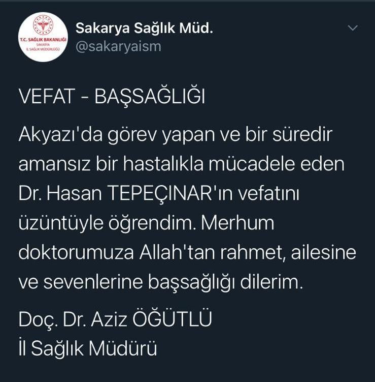 Bir doktor korona virüse yenik düştü