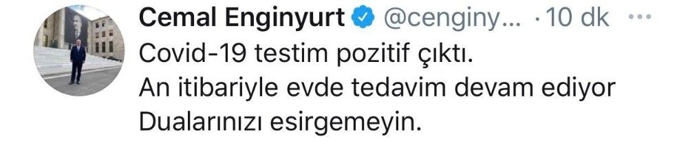 Milletvekili Enginyurt, koronaya yakalandığını duyurdu