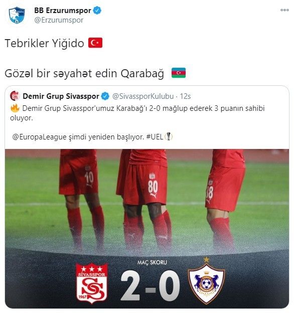 Spor Kulüpleri Sivasspor'u tebrik etti