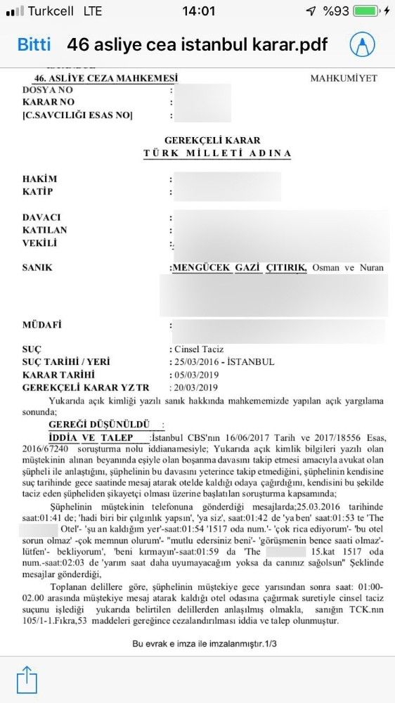 Eski baro başkanına tacizden ceza