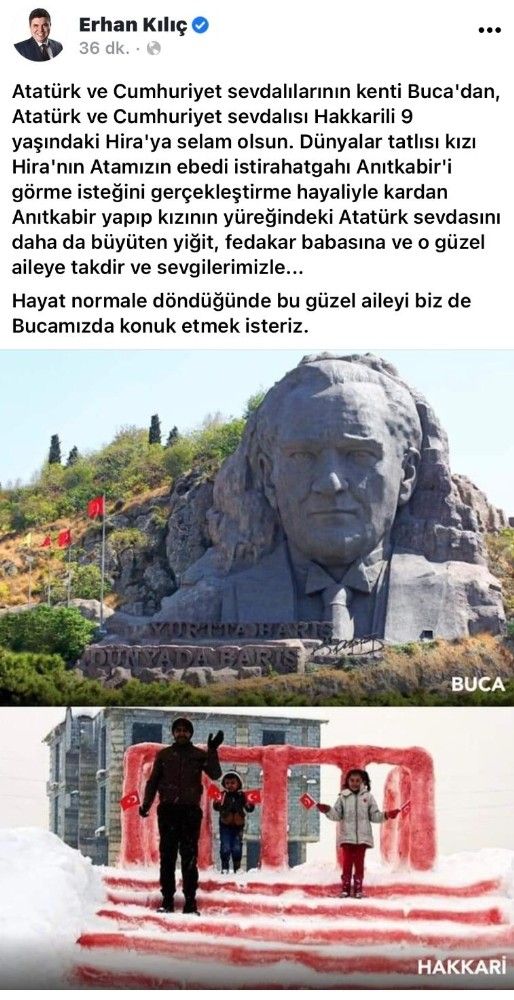 Başkan Kılıç'tan minik Hira'ya Atatürk daveti
