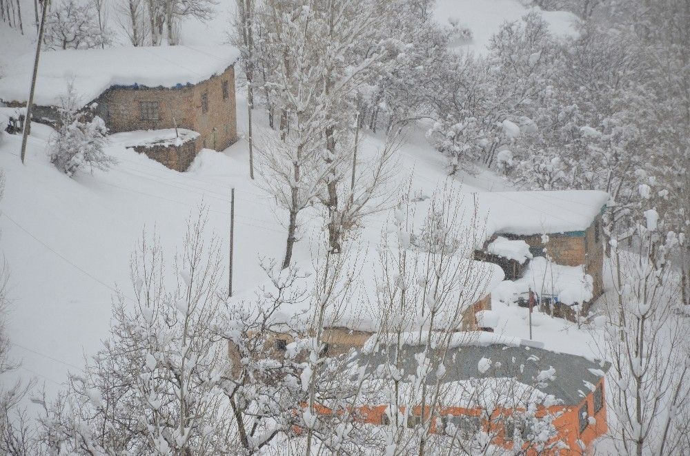 Ev ve araçlar kar altında kayboldu