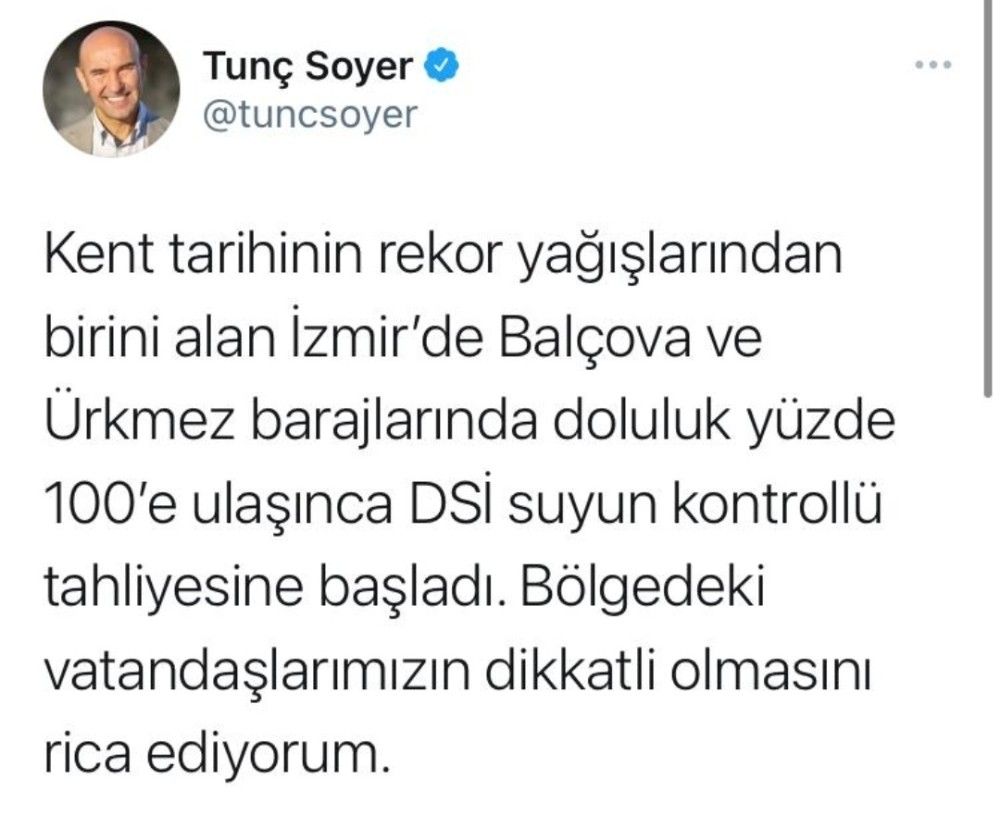 İzmir'de doluluk oranı yüzde 100'e ulaşan barajlarda tahliye işlemi