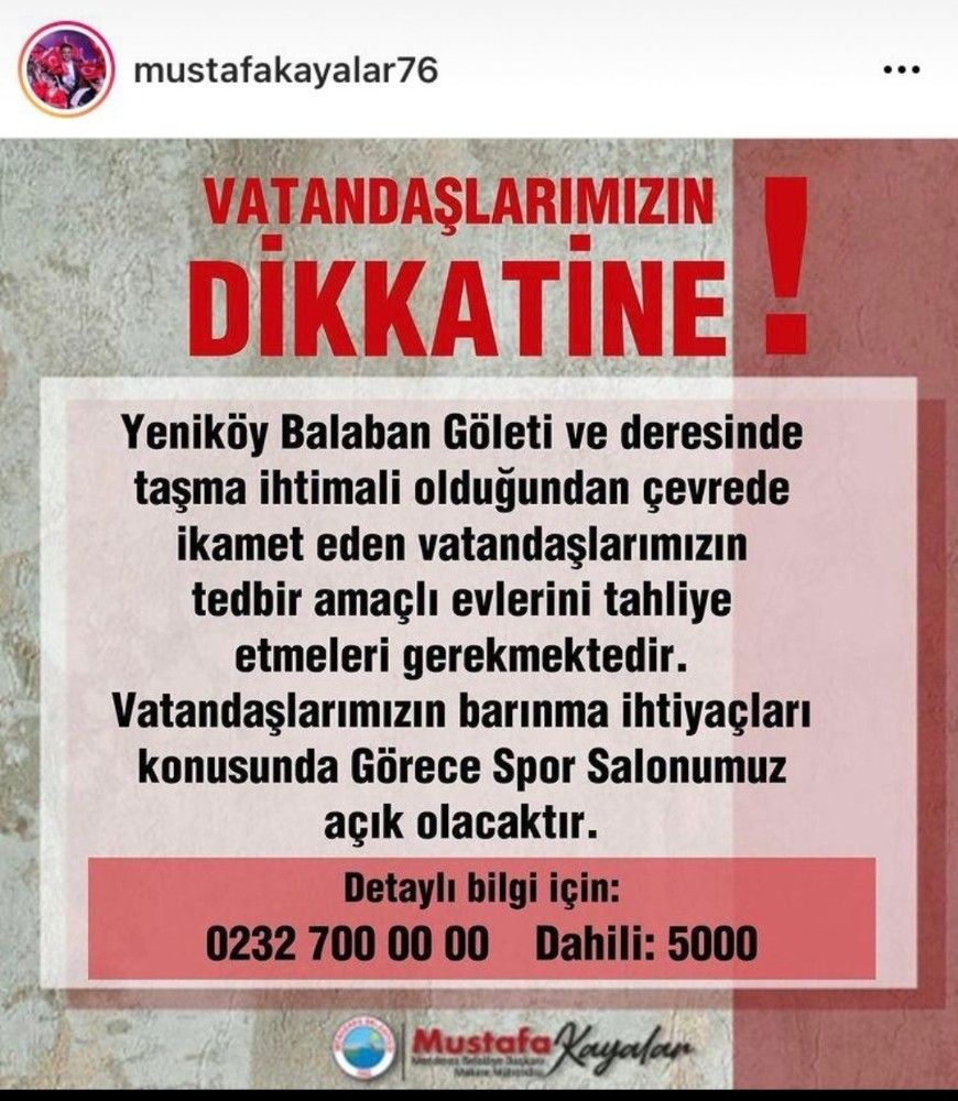 Menderes Belediye Başkanından 'taşkın' uyarısı