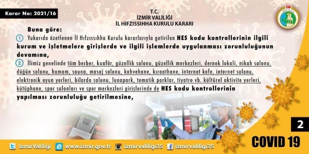 İzmir'de her yerde HES kodu istenecek