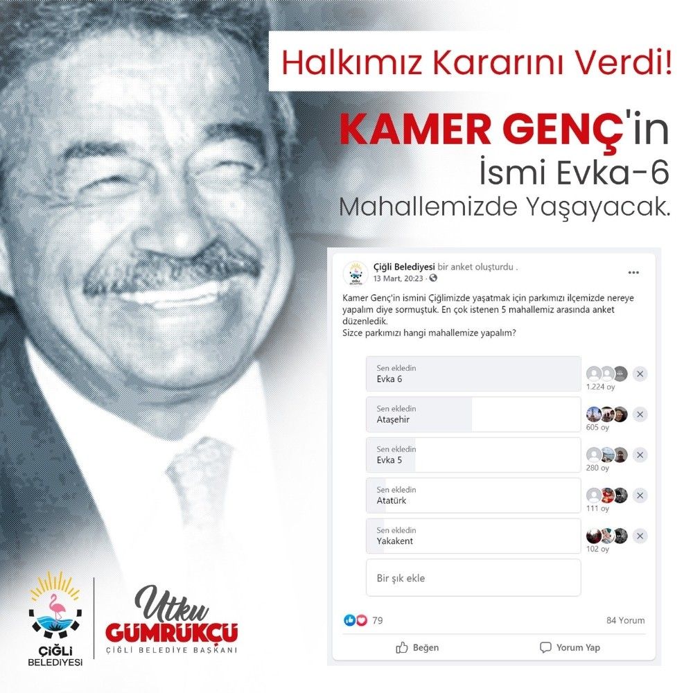 Kamer Genç'in ismi Evka-6 Mahallesi'nde yaşayacak