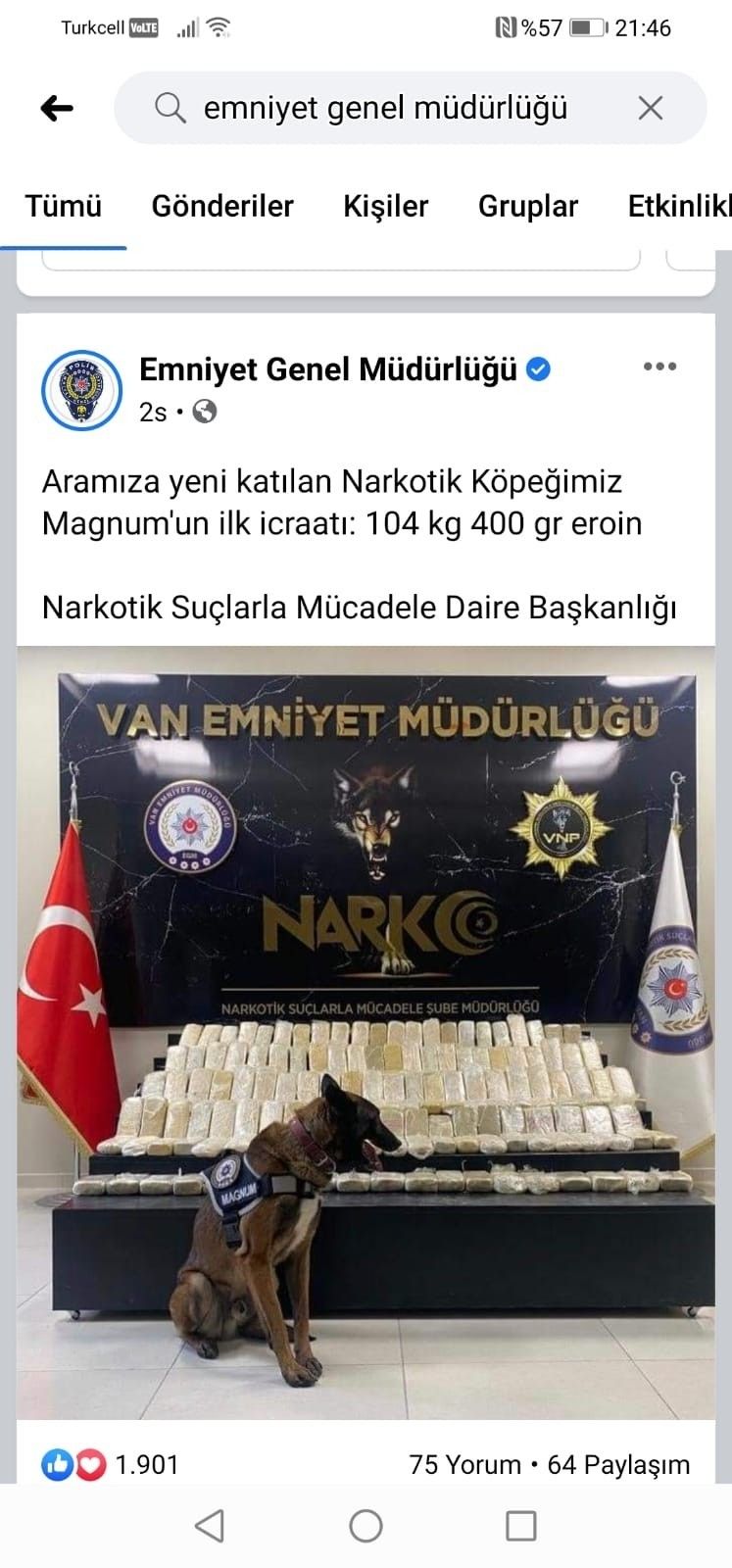 'Magnum' ilk işinde 104 kilo eroin yakaladı