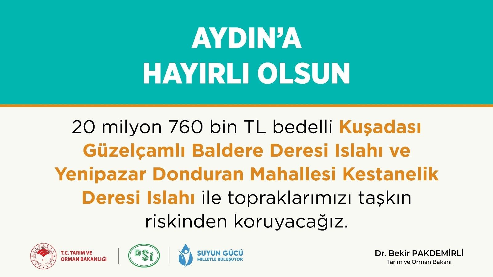 Bakan Pakdemirli'den Aydın'a müjde