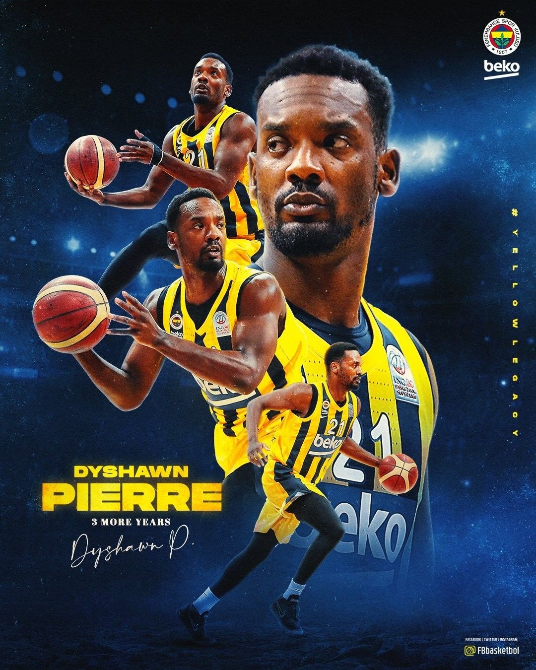 Dyshawn Pierre, 3 yıl daha Fenerbahçe'de