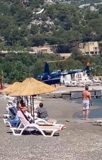 Marmaris'te plaja helikopter indi
