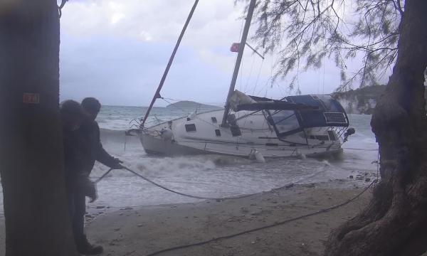 Bodrum'daki fırtınada yelkenli karaya oturdu