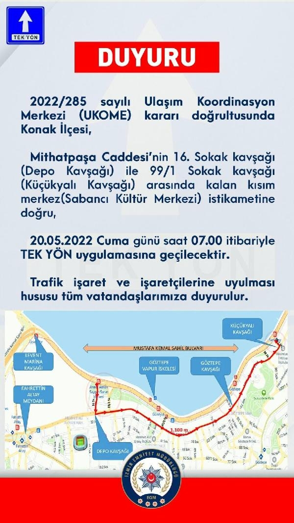 İzmir'de o noktada tek yön uygulamasına geçilecek
