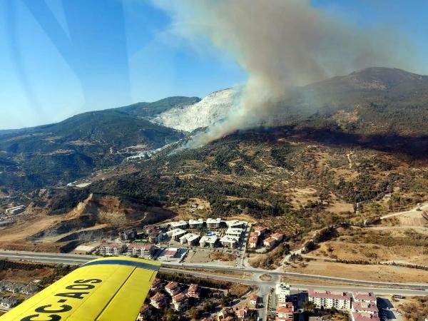 Aydın'da makilik yangını! Helikopterler olay yerinde