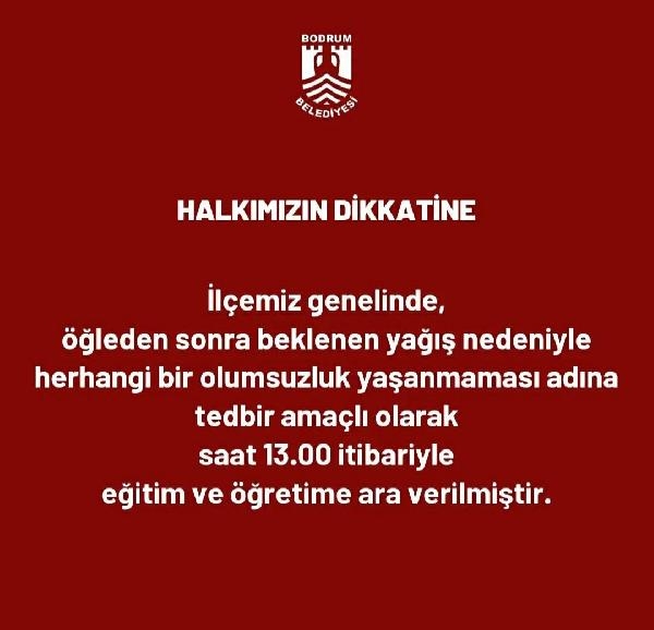 Bodrum'da eğitime 'sağanak' engeli