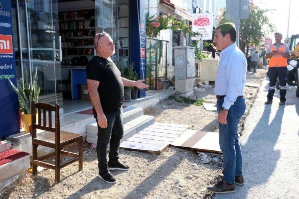Bodrum'da su borularının patladığı sokaklarda yenileme