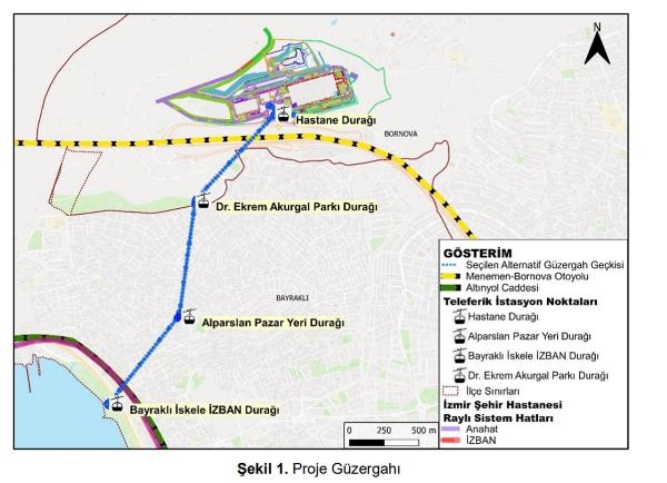 İzmir Şehir Hastanesi'ne 2.43 km'lik teleferik