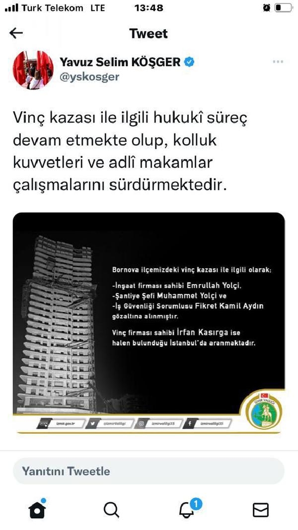 Vinç firmasının sahibi aranıyor