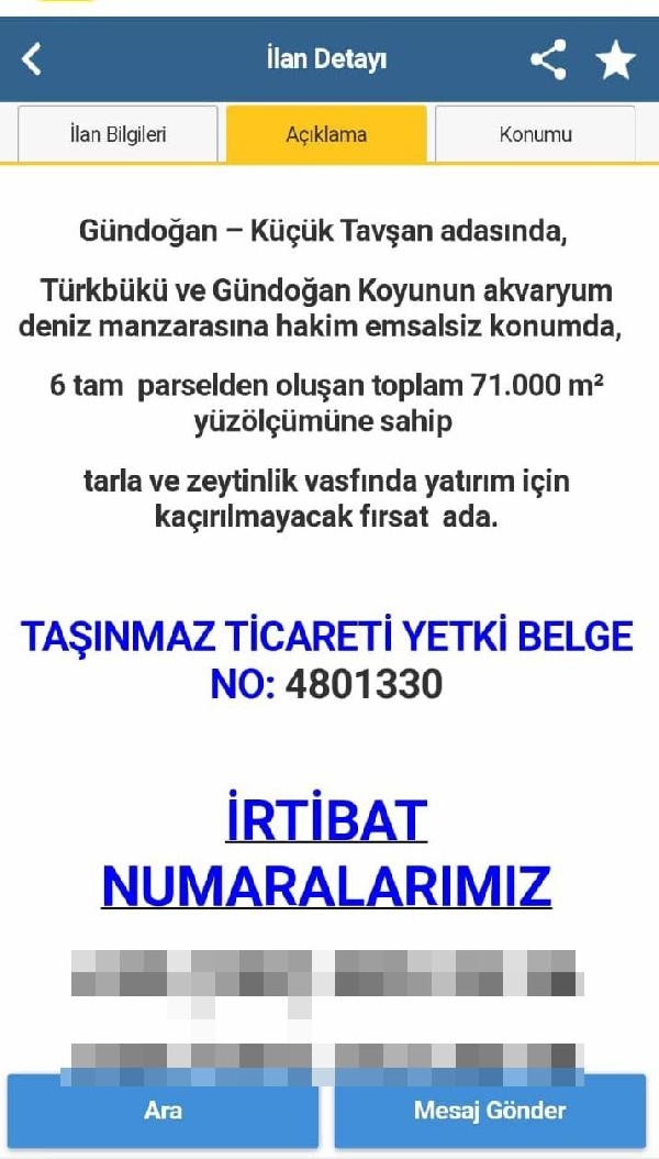 Bodrum'da 220 milyon liraya satılık ada