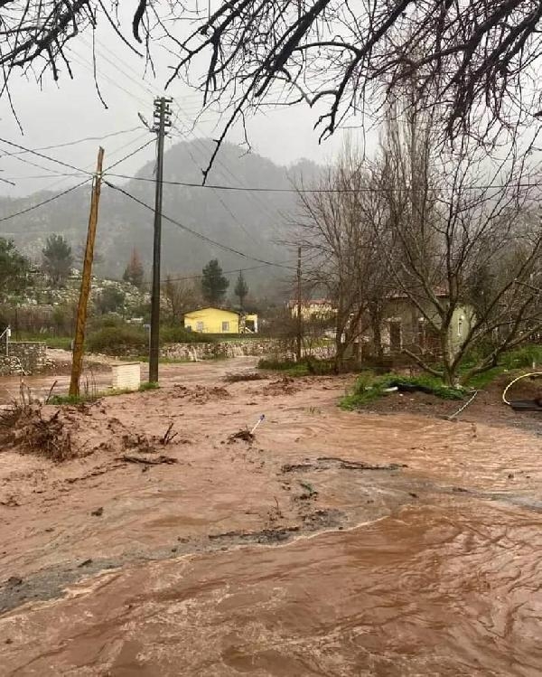 Marmaris'te dereler taştı, ağaçlar devrildi