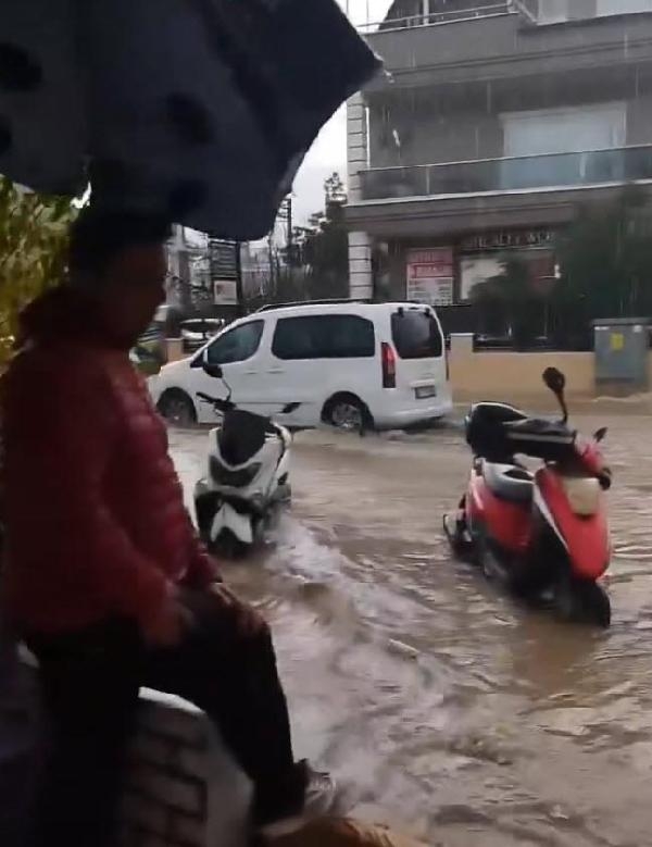 Marmaris'te dereler taştı, ağaçlar devrildi