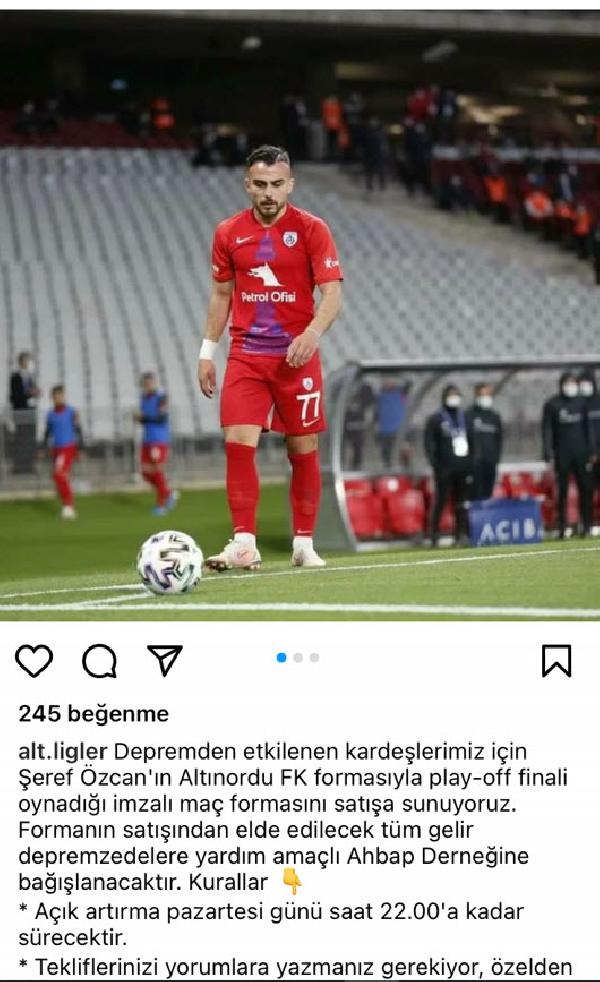 Altınordu'dan forma satışıyla destek