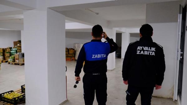 Ayvalık'ta marketlere kolon ve kiriş denetimi
