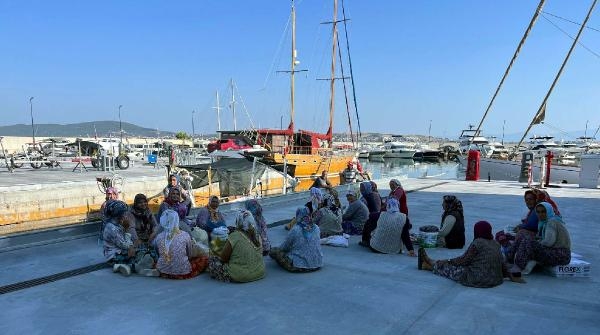 26 kadın, Ayvalık Maden Adası'nı temizledi! 150 torba atık topladı