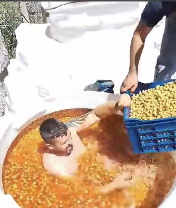 Ve zeytin tankında çıplak adam tutuklandı