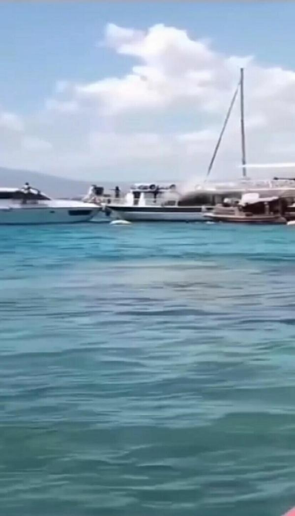 Tur teknesinde yangın! Denize atladılar