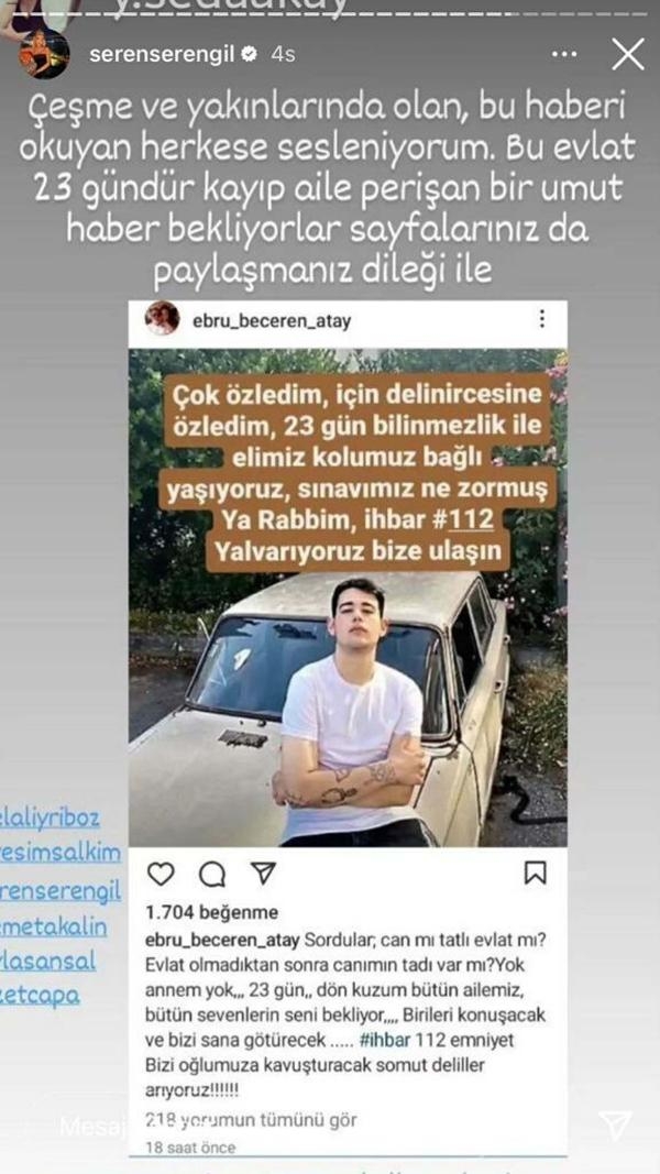 Ünlü isimlerden Veli Eren paylaşımı
