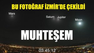 İzmir'den bakınca Ay, Jüpiter, Satürn ve Mars